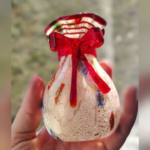 4in Murano Glass Money Bag Vase: Handmade Good Fortune Decor